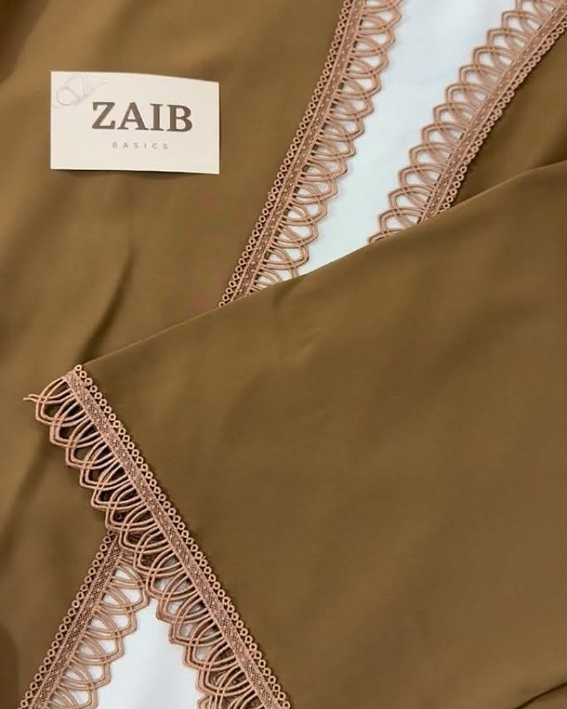 Mocha Lace Trim Abaya