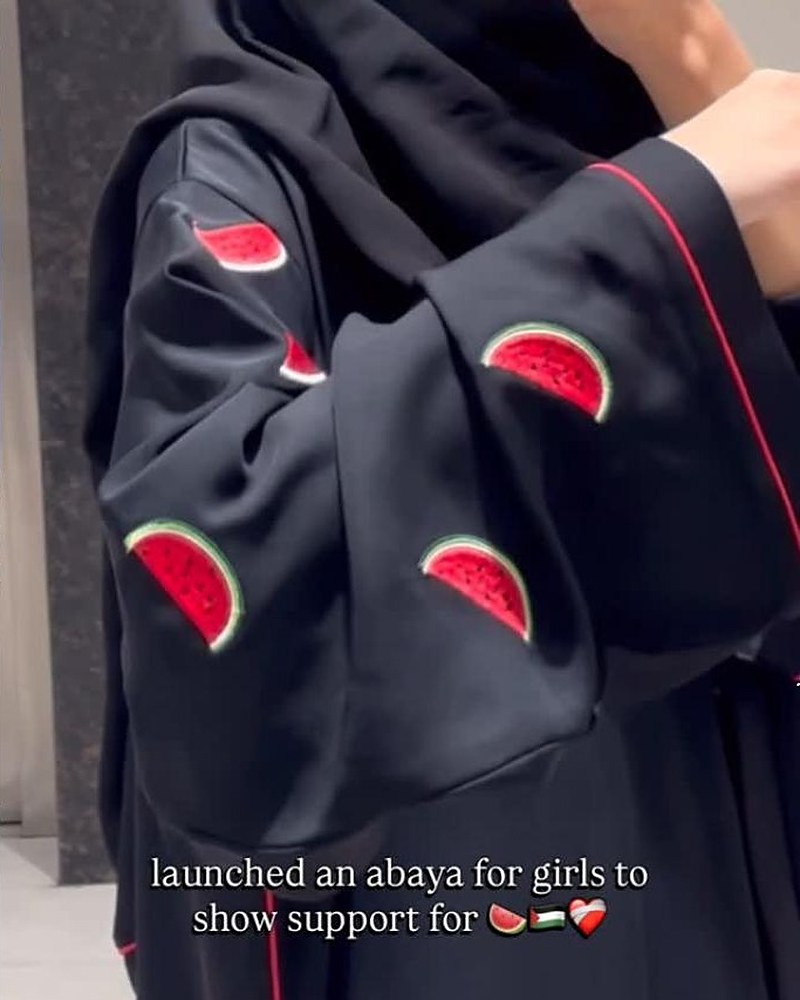 Watermelon Embroidered Abaya